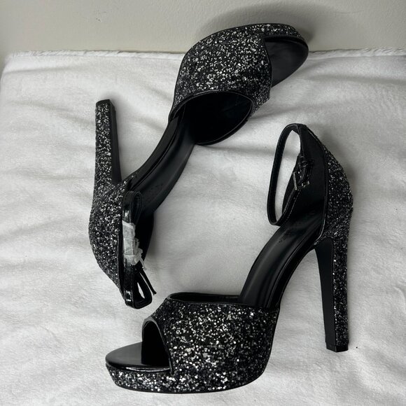 NEW! Black Glitter Sparkly Heels - Picture 6 of 10